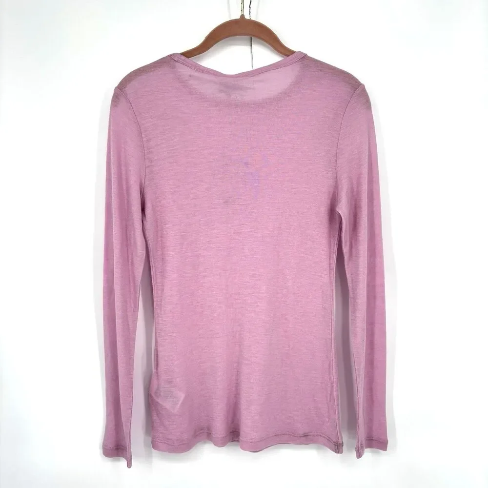 & Other Stories Women's Med Slim-Fit Top Pink LS CrewNeck 60% Wool 1125741 NWT